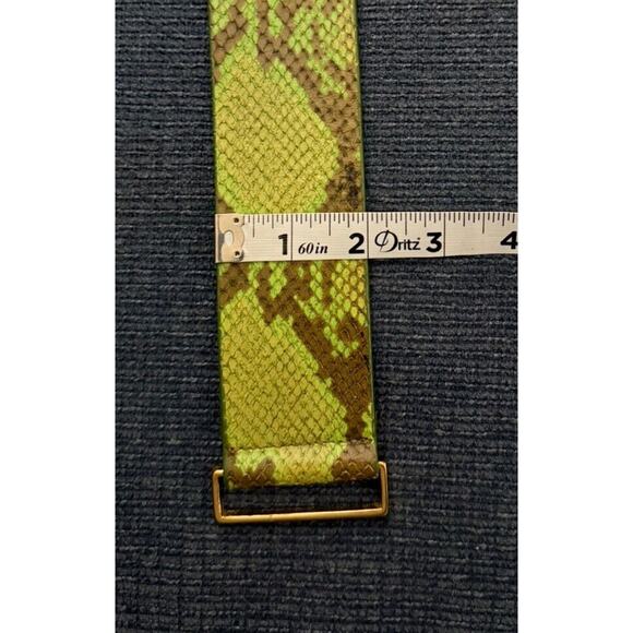 W. Kleinberg Vegan Leather Belt Size Small Embossed Python Lime Green Brown - Picture 9 of 9